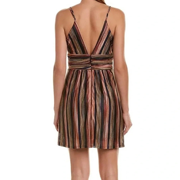 BCBGeneration Multicolored Striped Spaghetti Strap Dress V Neck New Sz 4 - Picture 7 of 16